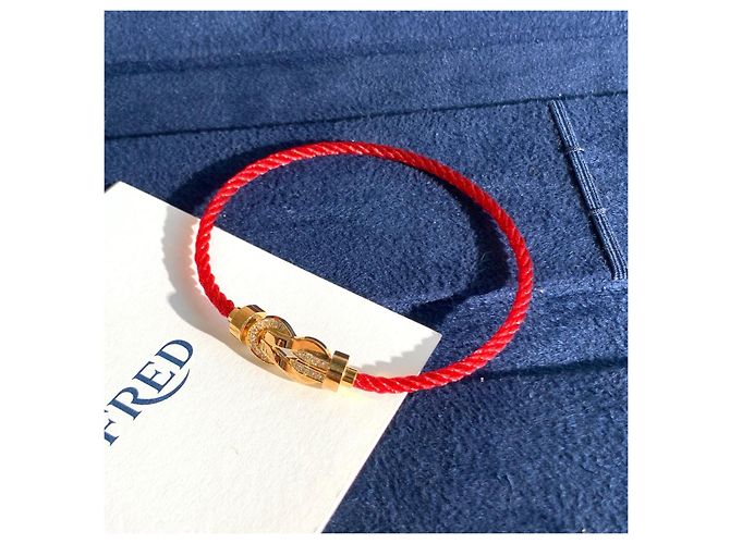 Fred Force 10 Red String Bracelet with Diamonds Golden - view 8
