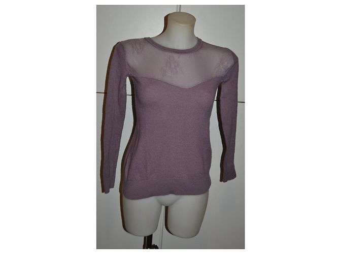 Camisola Ermanno Scervino Roxa Lã Seda Cachemire Renda Roxo - vista 2
