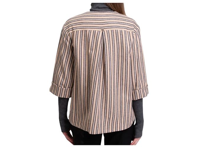 Autre Marque Manila Grace Gestreifte Jacke Beige Dunkelblau - Ansicht 3