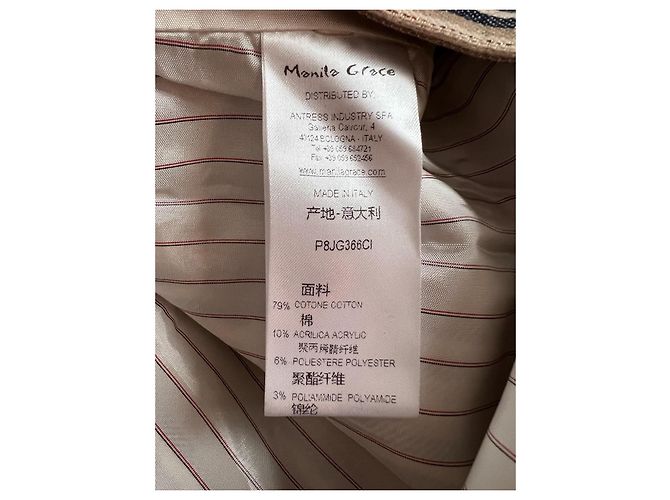 Autre Marque Manila Grace Gestreifte Jacke Beige Dunkelblau - Ansicht 6