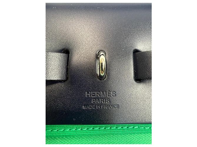 Hermès Herbag Zip RT 31 Toile Officier Vache Hunter Borsa Verde Nero - vista 4