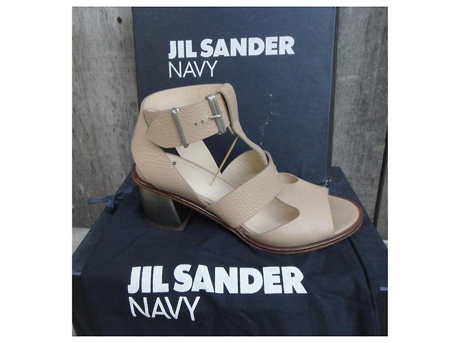 Jil Sander Navy Leder Absatzsandaletten Beige - Ansicht 2