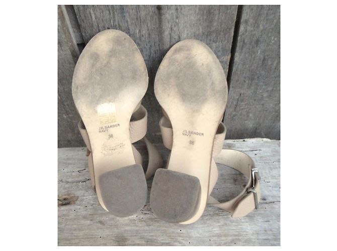 Jil Sander Navy Leder Absatzsandaletten Beige - Ansicht 6