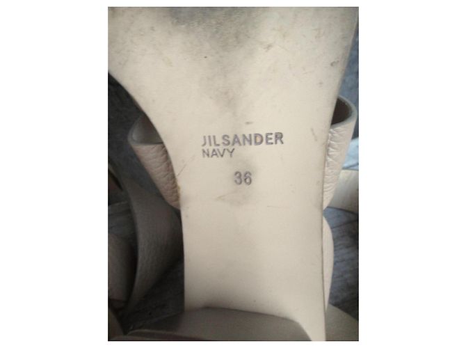 Jil Sander Navy Leder Absatzsandaletten Beige - Ansicht 7