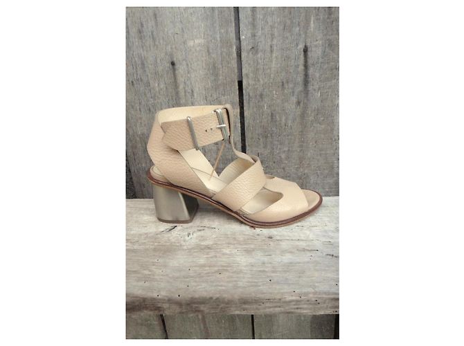 Jil Sander Navy Leder Absatzsandaletten Beige - Ansicht 8