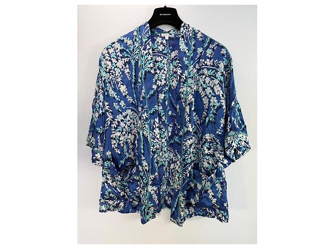 Autre Marque Poupette St Barth Set Kimono e Pantaloni Stampa Floreale Blu Bianco Verde - vista 2