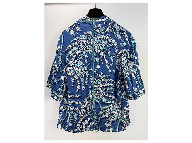 Autre Marque Poupette St Barth Set Kimono e Pantaloni Stampa Floreale Blu Bianco Verde - vista 3