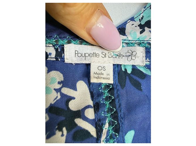 Autre Marque Poupette St Barth Set Kimono e Pantaloni Stampa Floreale Blu Bianco Verde - vista 4