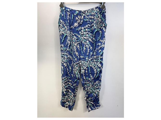 Autre Marque Poupette St Barth Set Kimono e Pantaloni Stampa Floreale Blu Bianco Verde - vista 5
