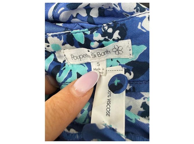 Autre Marque Poupette St Barth Set Kimono e Pantaloni Stampa Floreale Blu Bianco Verde - vista 6