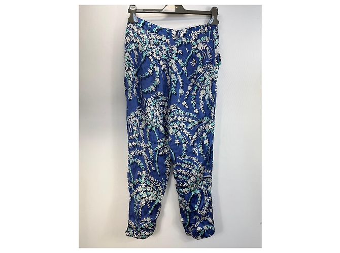 Autre Marque Poupette St Barth Set Kimono e Pantaloni Stampa Floreale Blu Bianco Verde - vista 7