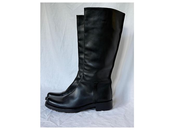 Prada Stivali alti in pelle nera Nero - vista 2
