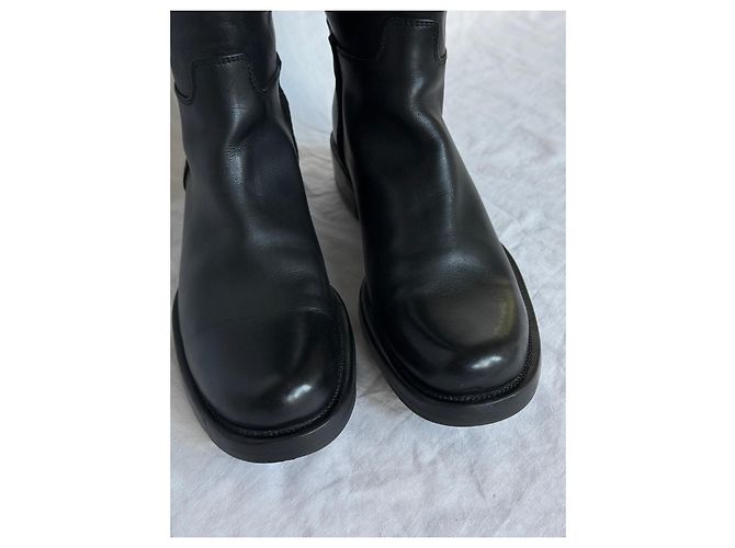 Prada Stivali alti in pelle nera Nero - vista 4
