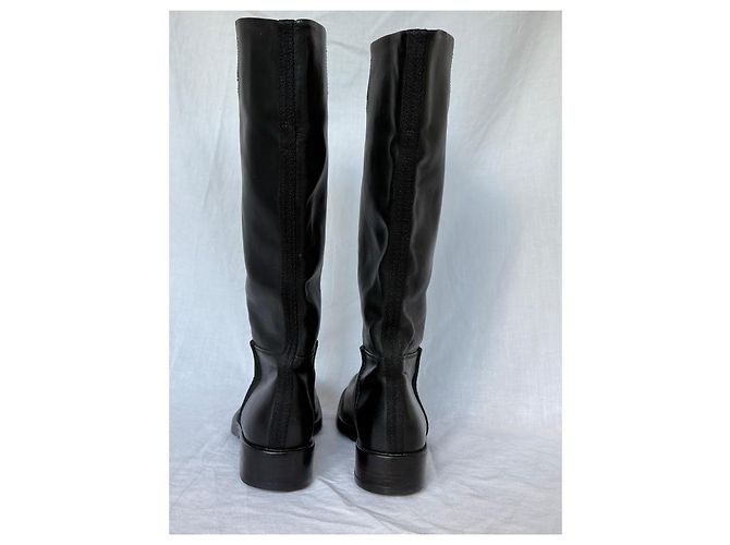 Prada Stivali alti in pelle nera Nero - vista 5