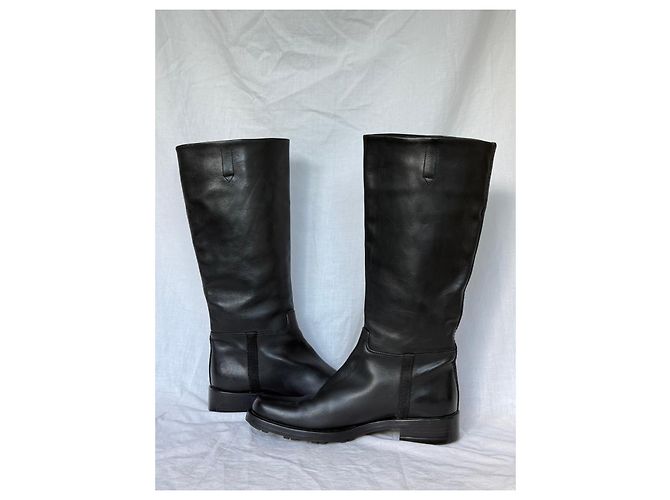 Prada Stivali alti in pelle nera Nero - vista 7