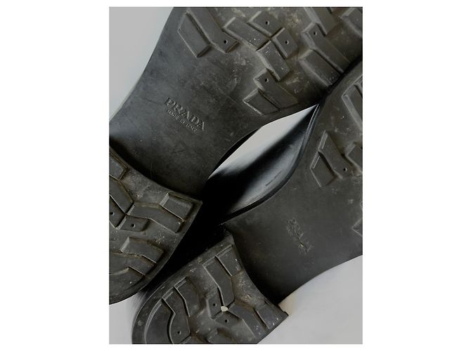 Prada Stivali alti in pelle nera Nero - vista 9