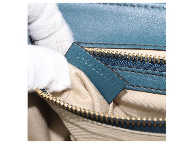 Chloé Chloe Schultertasche Leder 2way Navy Gold Auth 203685M Golden Marineblau - Ansicht 11