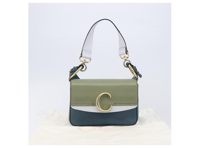 Chloé Chloe Schultertasche Leder 2way Navy Gold Auth 203685M Golden Marineblau - Ansicht 12