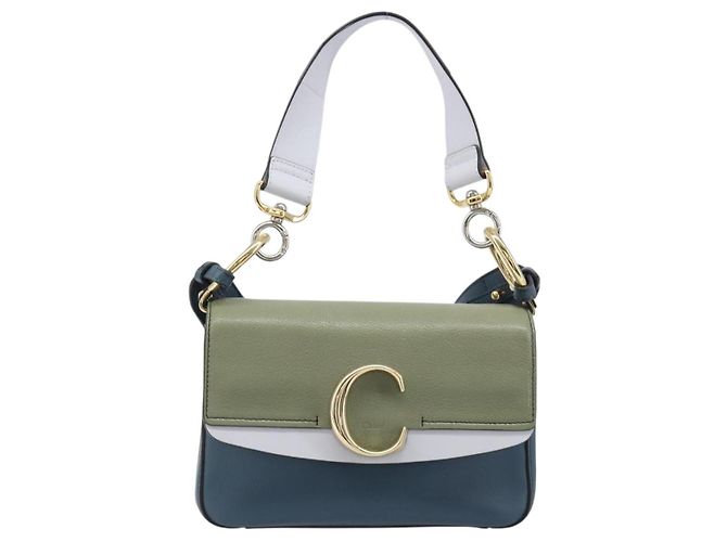 Chloé Chloe Schultertasche Leder 2way Navy Gold Auth 203685M Golden Marineblau - Ansicht 13