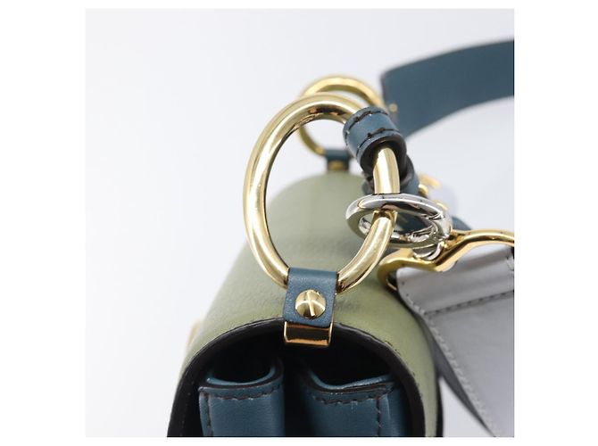Chloé Chloe Schultertasche Leder 2way Navy Gold Auth 203685M Golden Marineblau - Ansicht 18