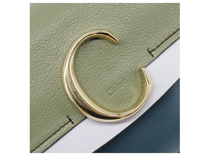 Chloé Chloe Schultertasche Leder 2way Navy Gold Auth 203685M Golden Marineblau - Ansicht 23