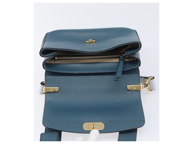 Chloé Chloe Schultertasche Leder 2way Navy Gold Auth 203685M Golden Marineblau - Ansicht 24