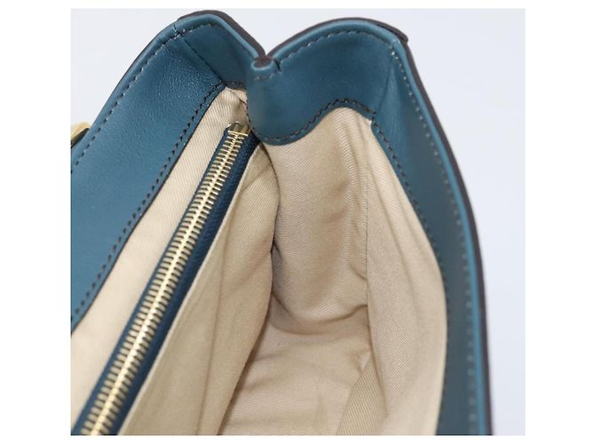 Chloé Chloe Schultertasche Leder 2way Navy Gold Auth 203685M Golden Marineblau - Ansicht 26
