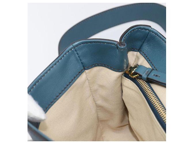 Chloé Chloe Schultertasche Leder 2way Navy Gold Auth 203685M Golden Marineblau - Ansicht 27