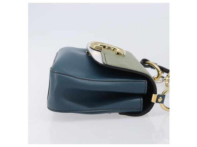 Chloé Chloe Schultertasche Leder 2way Navy Gold Auth 203685M Golden Marineblau - Ansicht 3