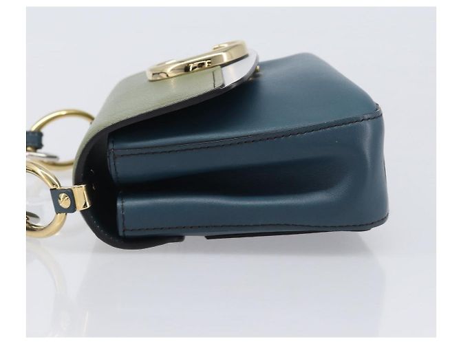 Chloé Chloe Schultertasche Leder 2way Navy Gold Auth 203685M Golden Marineblau - Ansicht 4