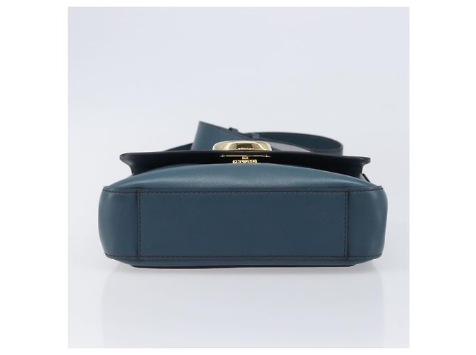 Chloé Chloe Schultertasche Leder 2way Navy Gold Auth 203685M Golden Marineblau - Ansicht 5