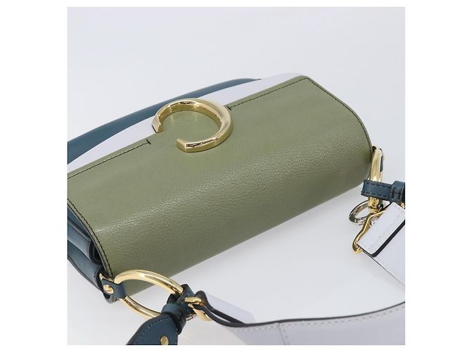 Chloé Chloe Schultertasche Leder 2way Navy Gold Auth 203685M Golden Marineblau - Ansicht 6