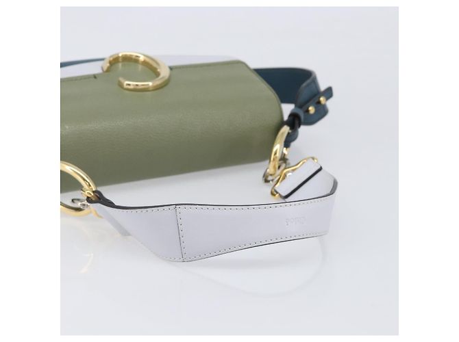 Chloé Chloe Schultertasche Leder 2way Navy Gold Auth 203685M Golden Marineblau - Ansicht 7