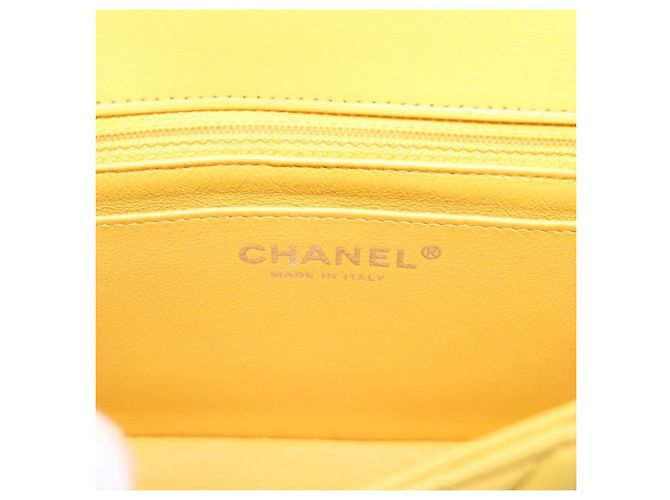CHANEL V Stitch Schultertasche mit Kette aus Lammleder Gelb Silber CC Auth 206310SAM - Ansicht 21