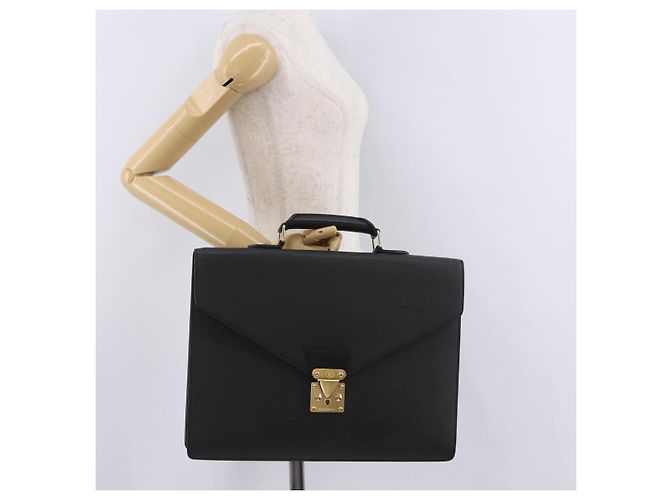 LOUIS VUITTON Epi Serviette Conseiller Briefcase Black M54422 LV Auth BA15530 Nero - vista 32