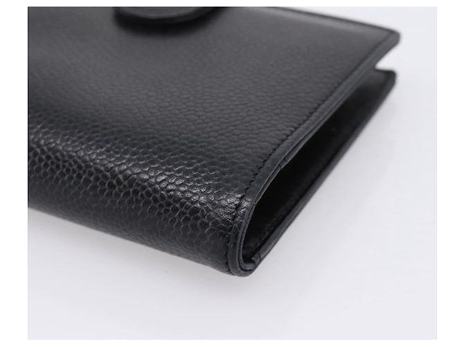 Carteira Compacta CHANEL COCO Mark em Couro Caviar Preta e Dourada CC Auth 206090V Preto Dourado - vista 15