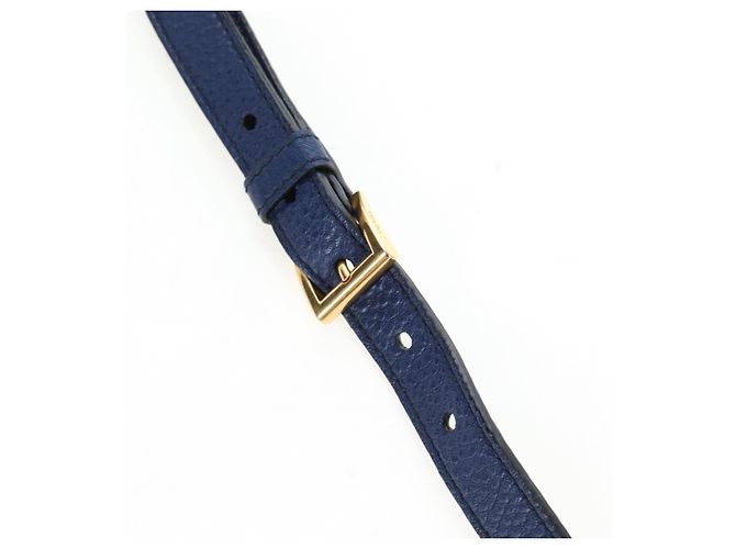 Bolsa de mão PRADA Ready lock em couro Taurillon Clemence 2way Azul Auth am12570V Dourado - vista 16
