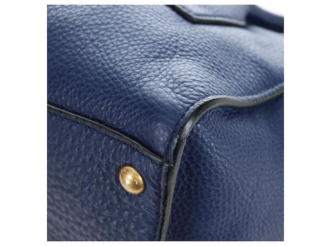 Bolsa de mão PRADA Ready lock em couro Taurillon Clemence 2way Azul Auth am12570V Dourado - vista 20