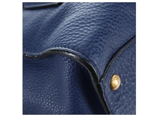 Bolsa de mão PRADA Ready lock em couro Taurillon Clemence 2way Azul Auth am12570V Dourado - vista 21