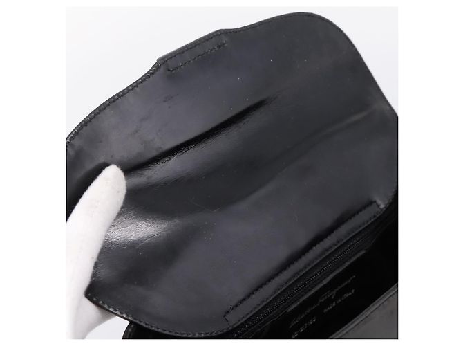 Borsa Salvatore Ferragamo Gancini vernice Black Silver Auth bs37143 Nero Argento - vista 10