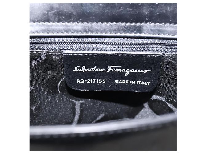 Borsa Salvatore Ferragamo Gancini vernice Black Silver Auth bs37143 Nero Argento - vista 12