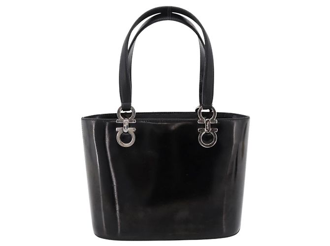 Borsa Salvatore Ferragamo Gancini vernice Black Silver Auth bs37143 Nero Argento - vista 13