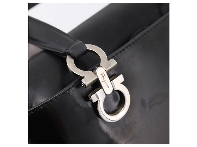 Borsa Salvatore Ferragamo Gancini vernice Black Silver Auth bs37143 Nero Argento - vista 17