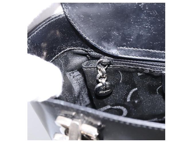 Borsa Salvatore Ferragamo Gancini vernice Black Silver Auth bs37143 Nero Argento - vista 20
