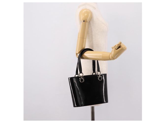 Borsa Salvatore Ferragamo Gancini vernice Black Silver Auth bs37143 Nero Argento - vista 22