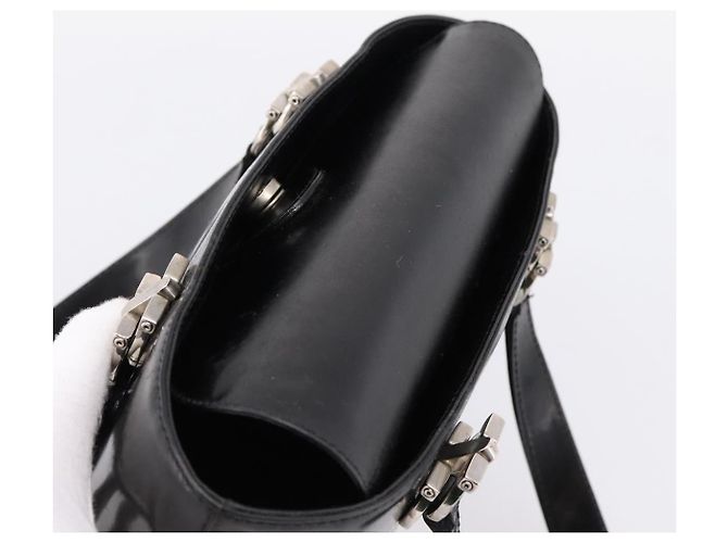 Borsa Salvatore Ferragamo Gancini vernice Black Silver Auth bs37143 Nero Argento - vista 6