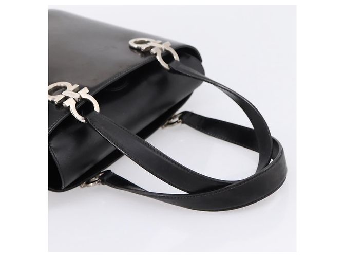 Borsa Salvatore Ferragamo Gancini vernice Black Silver Auth bs37143 Nero Argento - vista 7