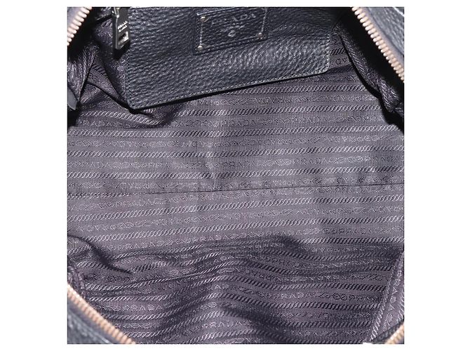 Sac à main PRADA en cuir noir argent Auth ep16195A Argenté - vue 11