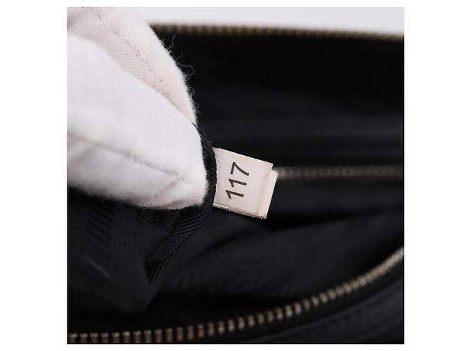 Sac à main PRADA en cuir noir argent Auth ep16195A Argenté - vue 12