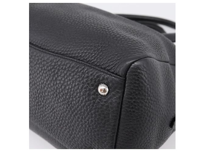 Sac à main PRADA en cuir noir argent Auth ep16195A Argenté - vue 14